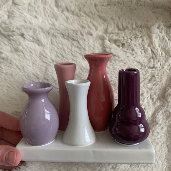 Purple and Pink Ceramic Bud Vase- 5 Tubes - Picture 2 of 6